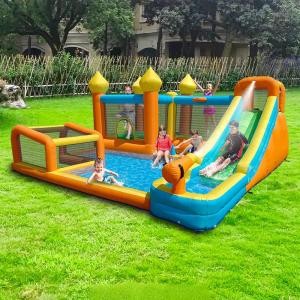 The Water Slide Inflatable Pool Is Equipped with Water Guns, a Jumping Area, and a Swimming Pool. The Water Slide Inflatable Pool Is Equipped with Water Guns, a Jumping Area, and a Swimming Pool.